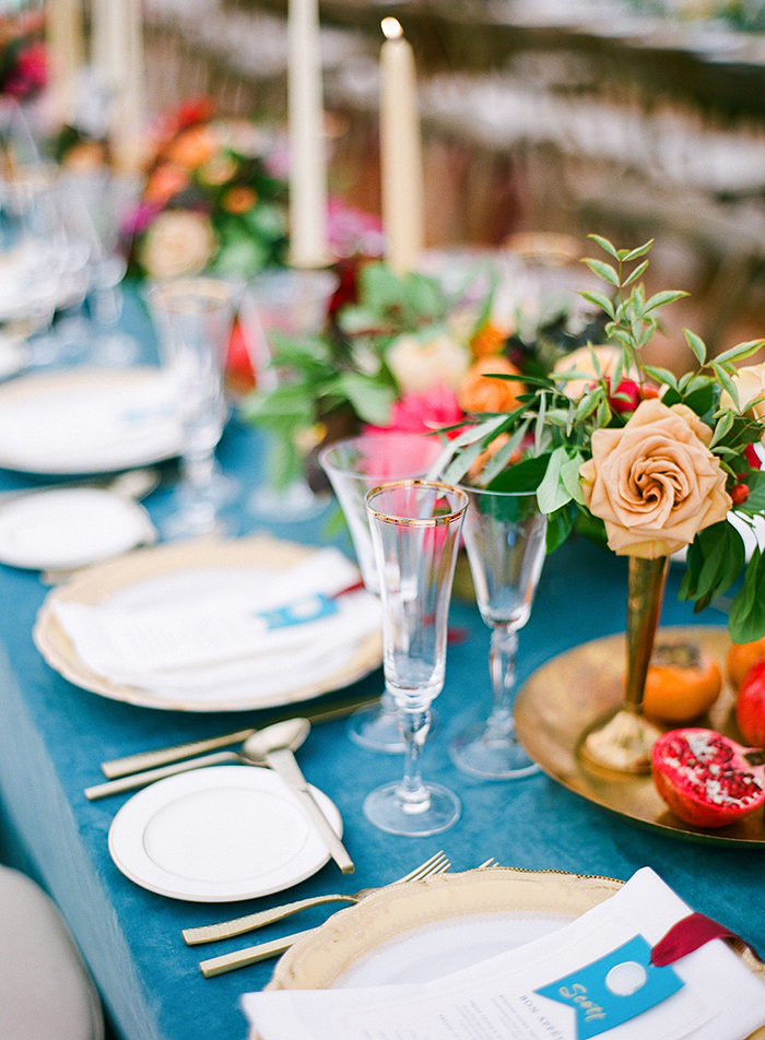 Rich, velvet tablescape by Destination Wedding Photographer, Laura Ivanova