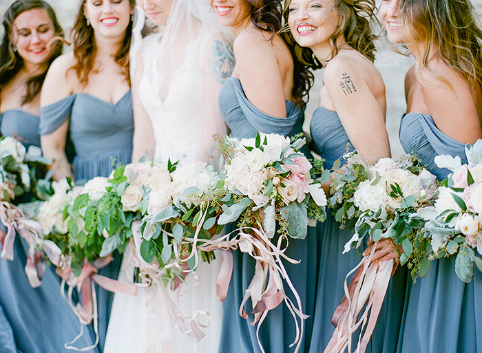Bridesmaids Bouquets with Ribbons by Laura Ivanova Photography