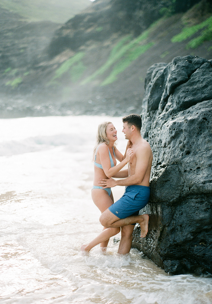 Oahu Engagement Session at Makapu'u Beach by Fine Art Film Photographer Laura Ivanova