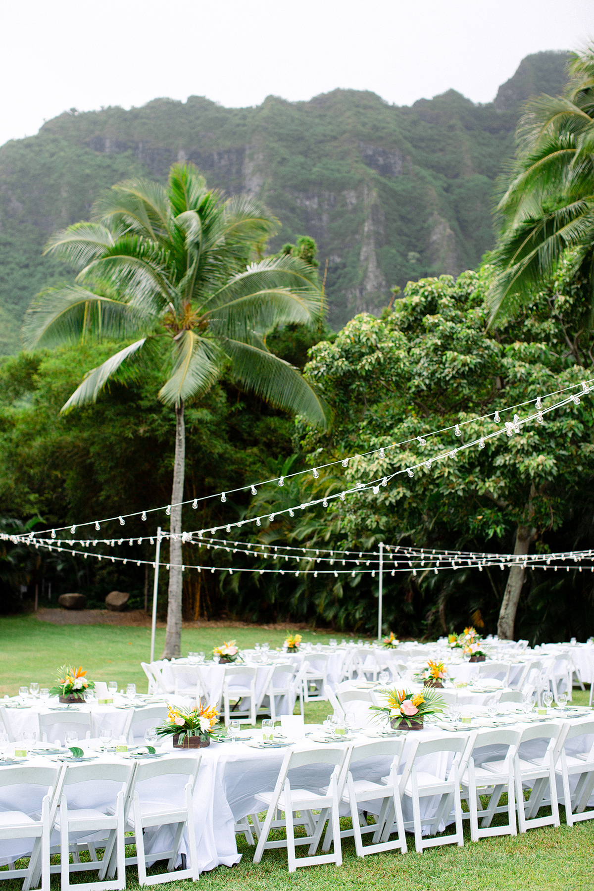 Tropical Reception Decor, by Kualoa Ranch Wedding Photographer, Laura Ivanova