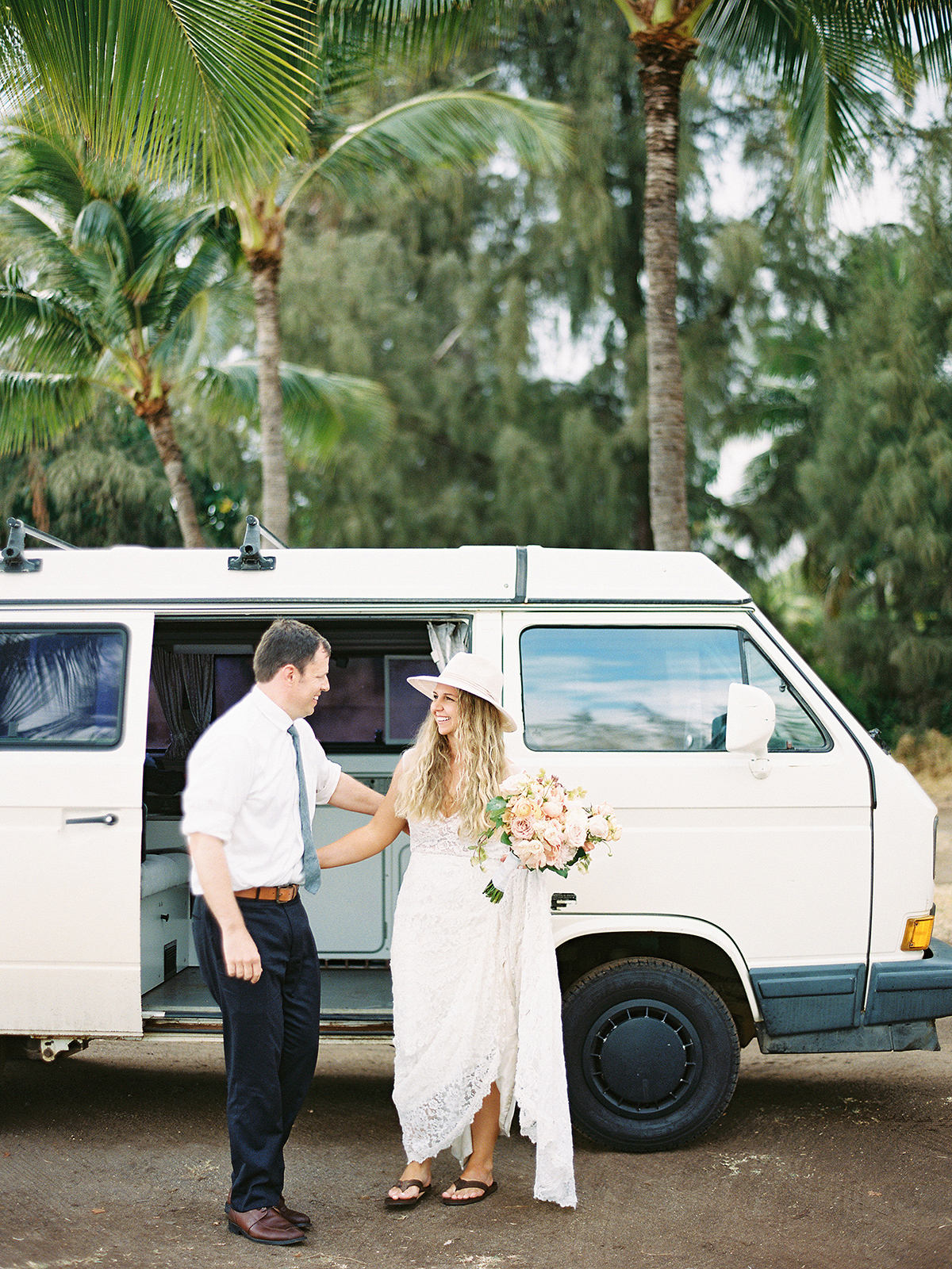 Vintage van, adventure elopement on Kauai