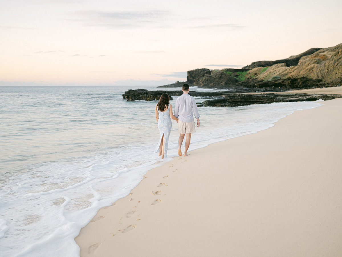 sunrise engagement session on Oahu on film by Laura Ivanova Photography