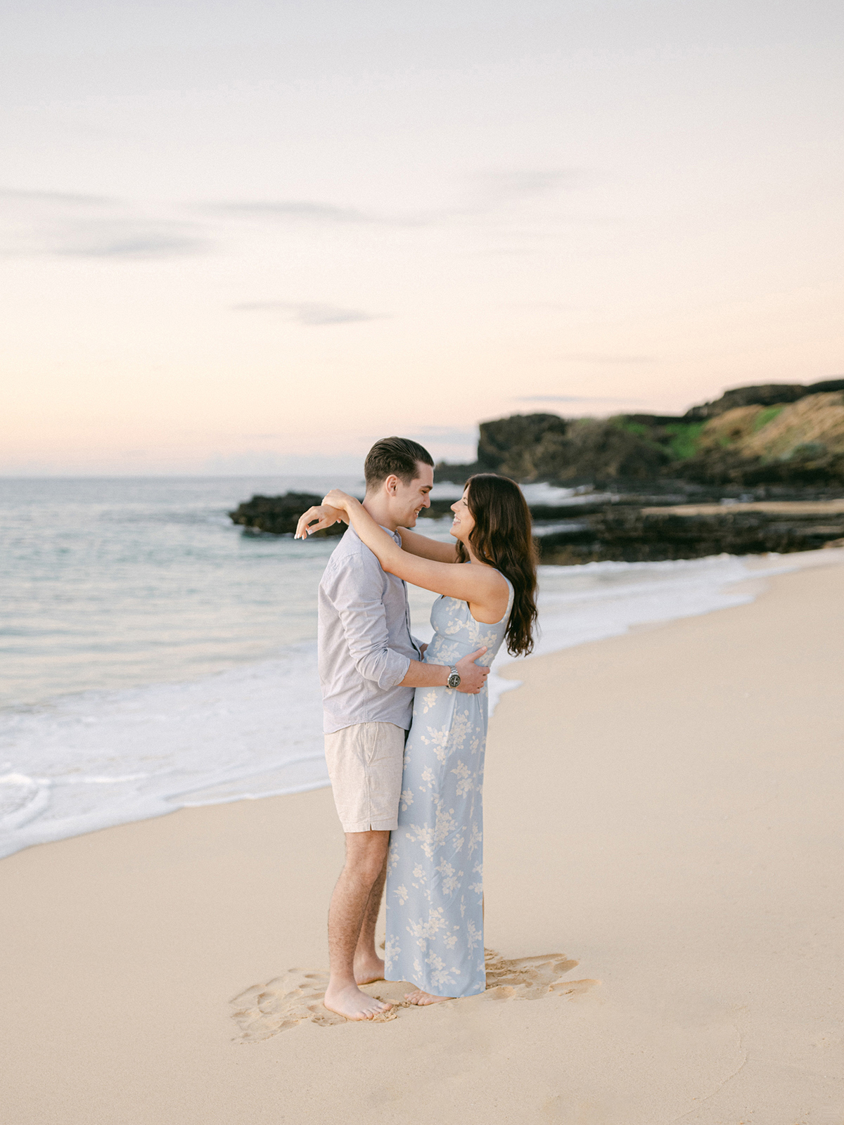 sunrise engagement session on Oahu on film by Laura Ivanova Photography