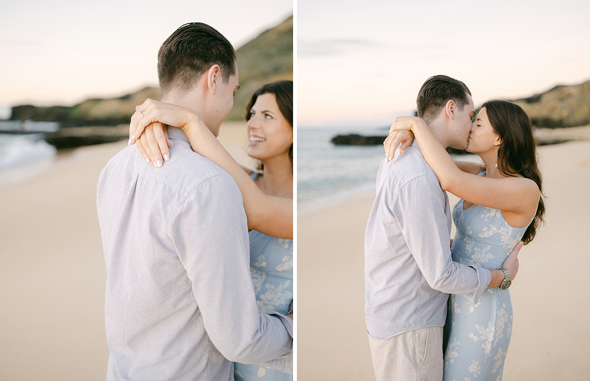 sunrise engagement session on Oahu on film by Laura Ivanova Photography