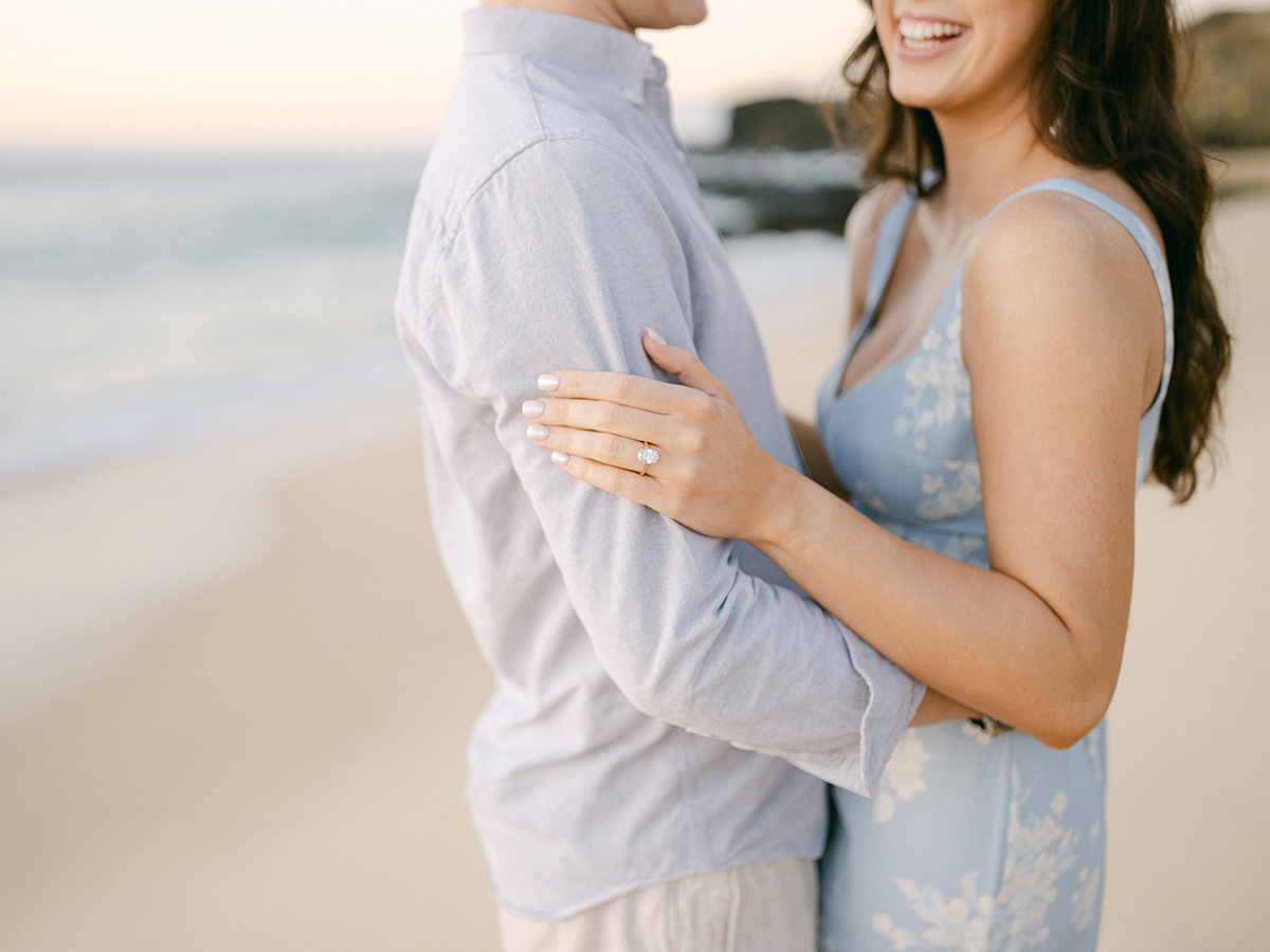 sunrise engagement session on Oahu on film by Laura Ivanova Photography