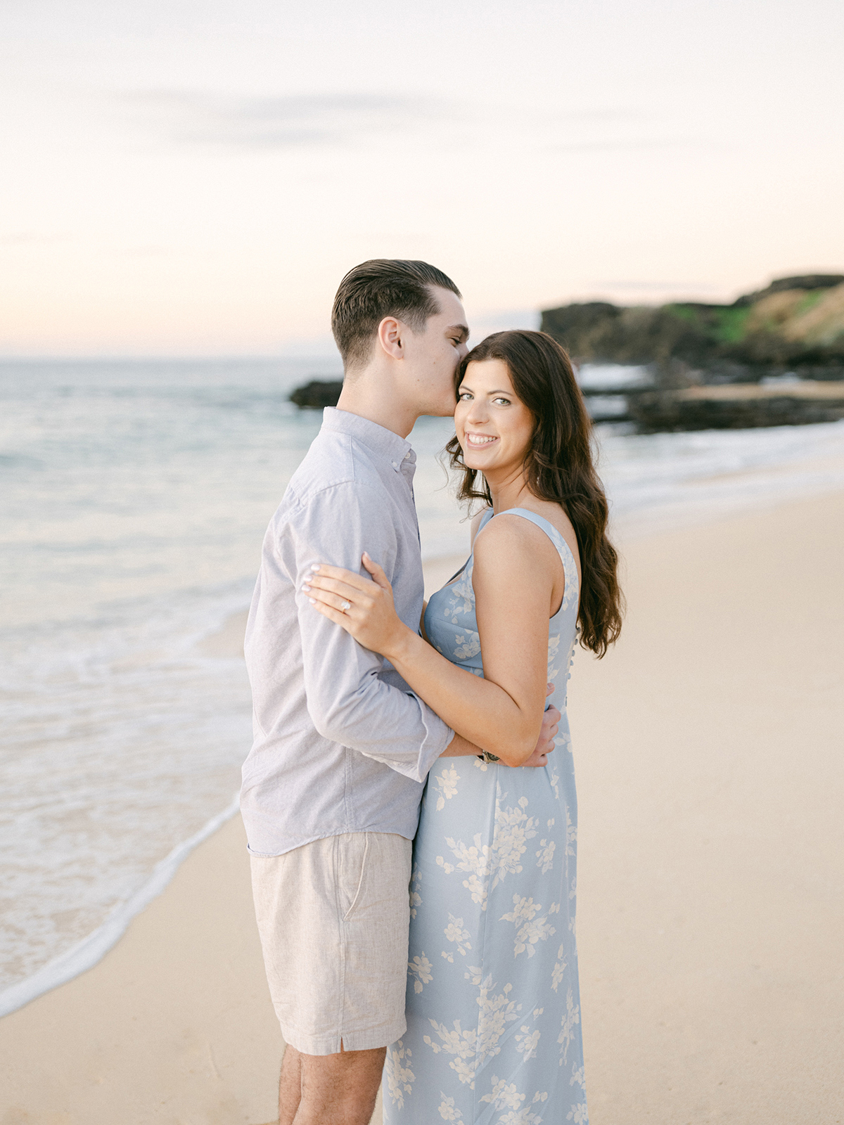 sunrise engagement session on Oahu on film by Laura Ivanova Photography