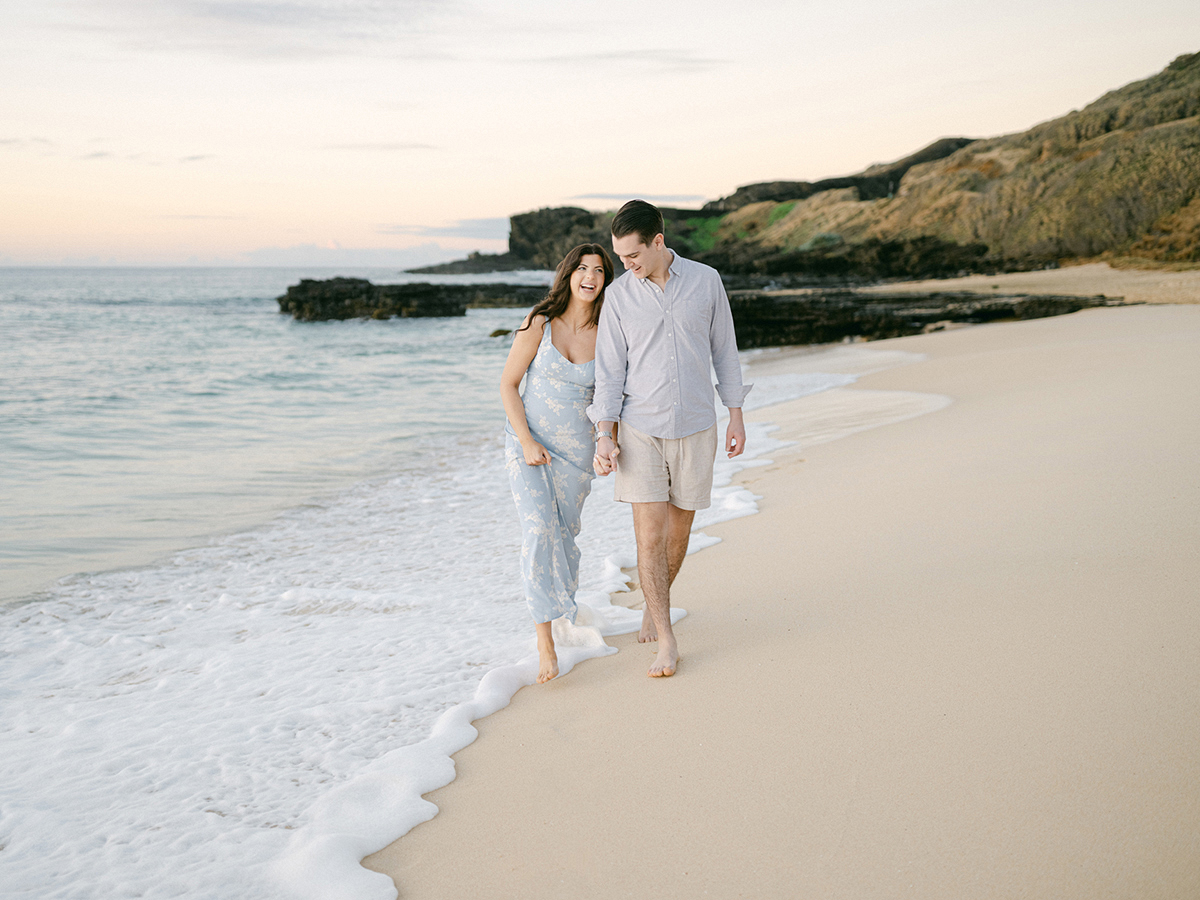 sunrise engagement session on Oahu on film by Laura Ivanova Photography