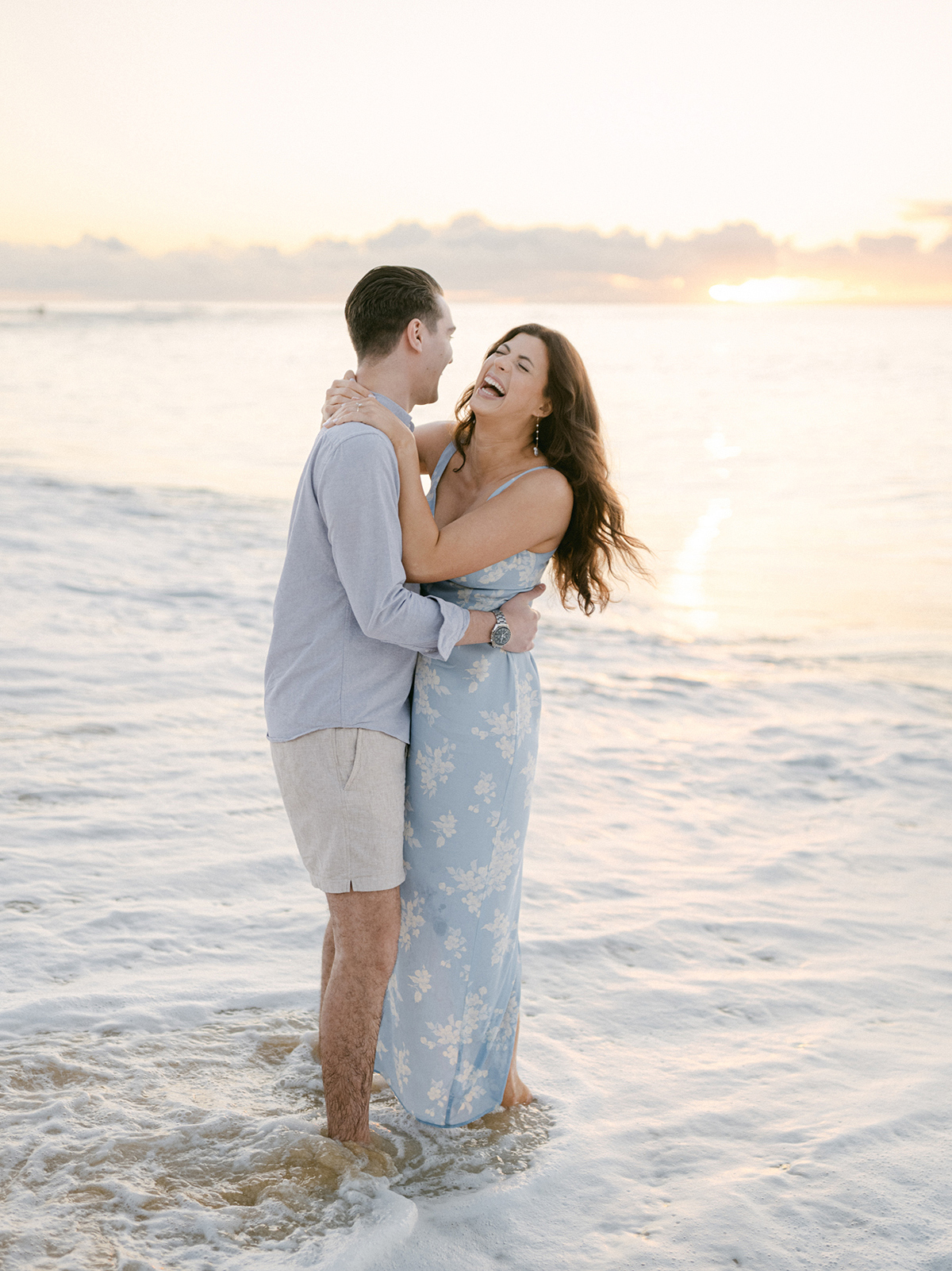 sunrise engagement session on Oahu on film by Laura Ivanova Photography