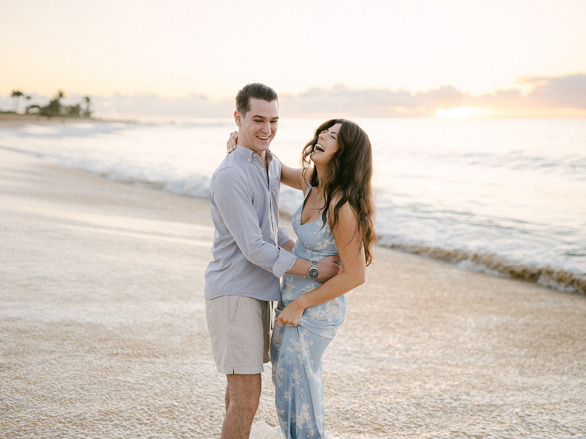 sunrise engagement session on Oahu on film by Laura Ivanova Photography