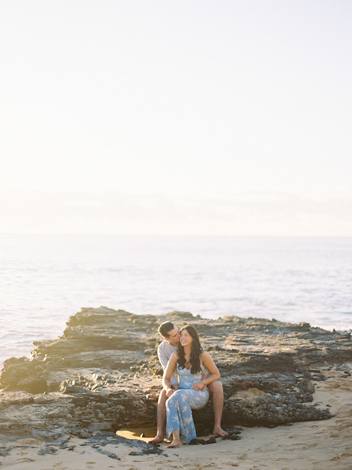 sunrise engagement session on Oahu on film by Laura Ivanova Photography