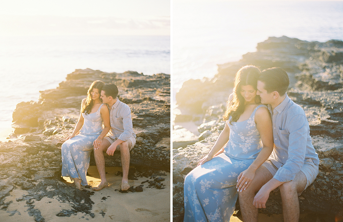 sunrise engagement session on Oahu on film by Laura Ivanova Photography