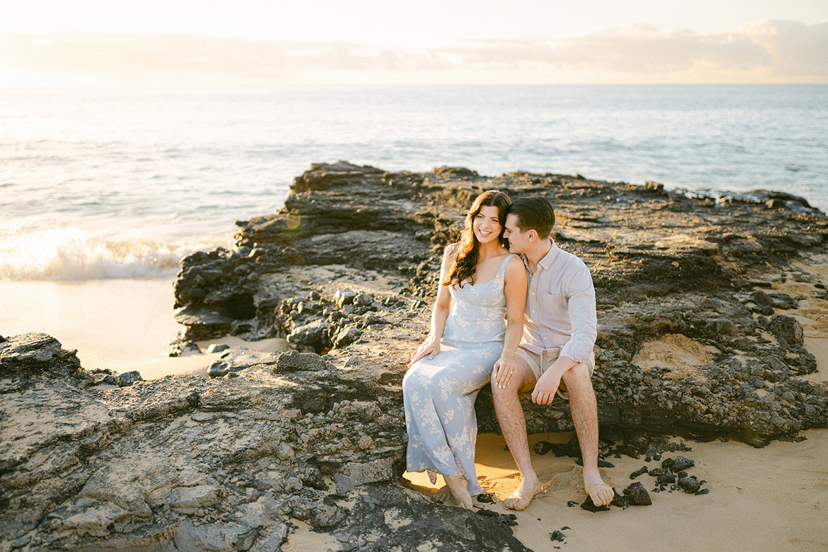 sunrise engagement session on Oahu on film by Laura Ivanova Photography