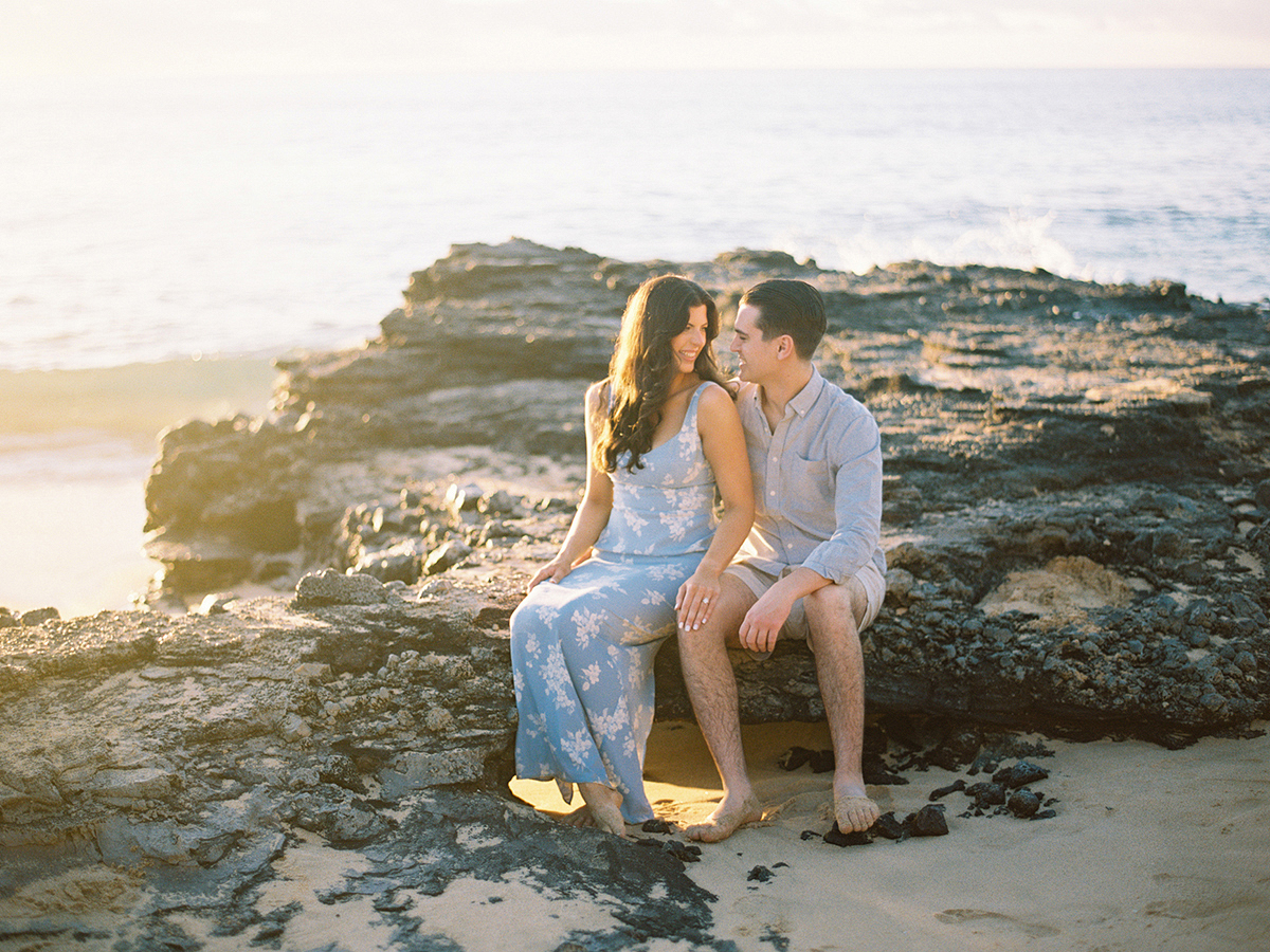 sunrise engagement session on Oahu on film by Laura Ivanova Photography