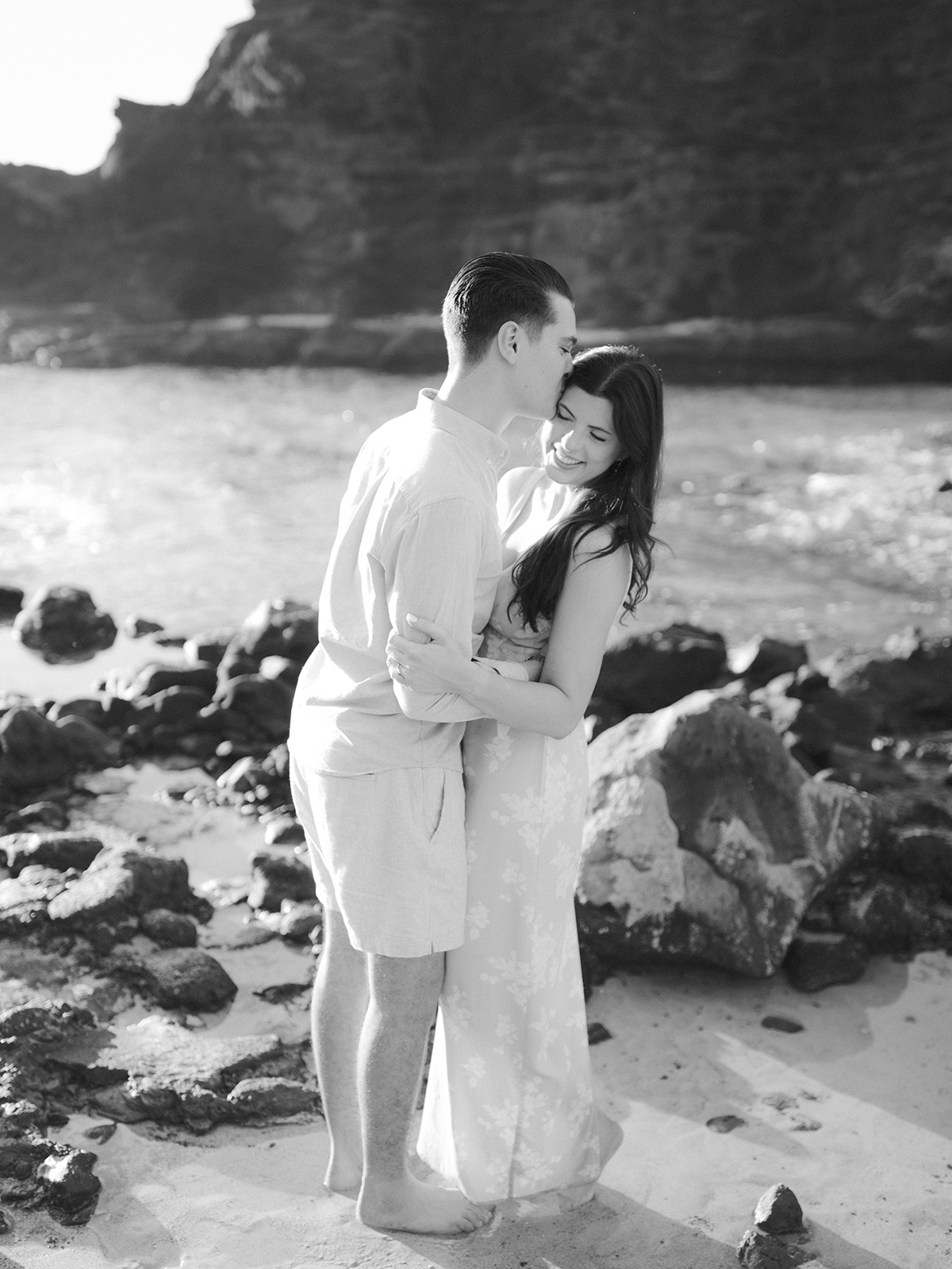 sunrise engagement session on Oahu on film by Laura Ivanova Photography