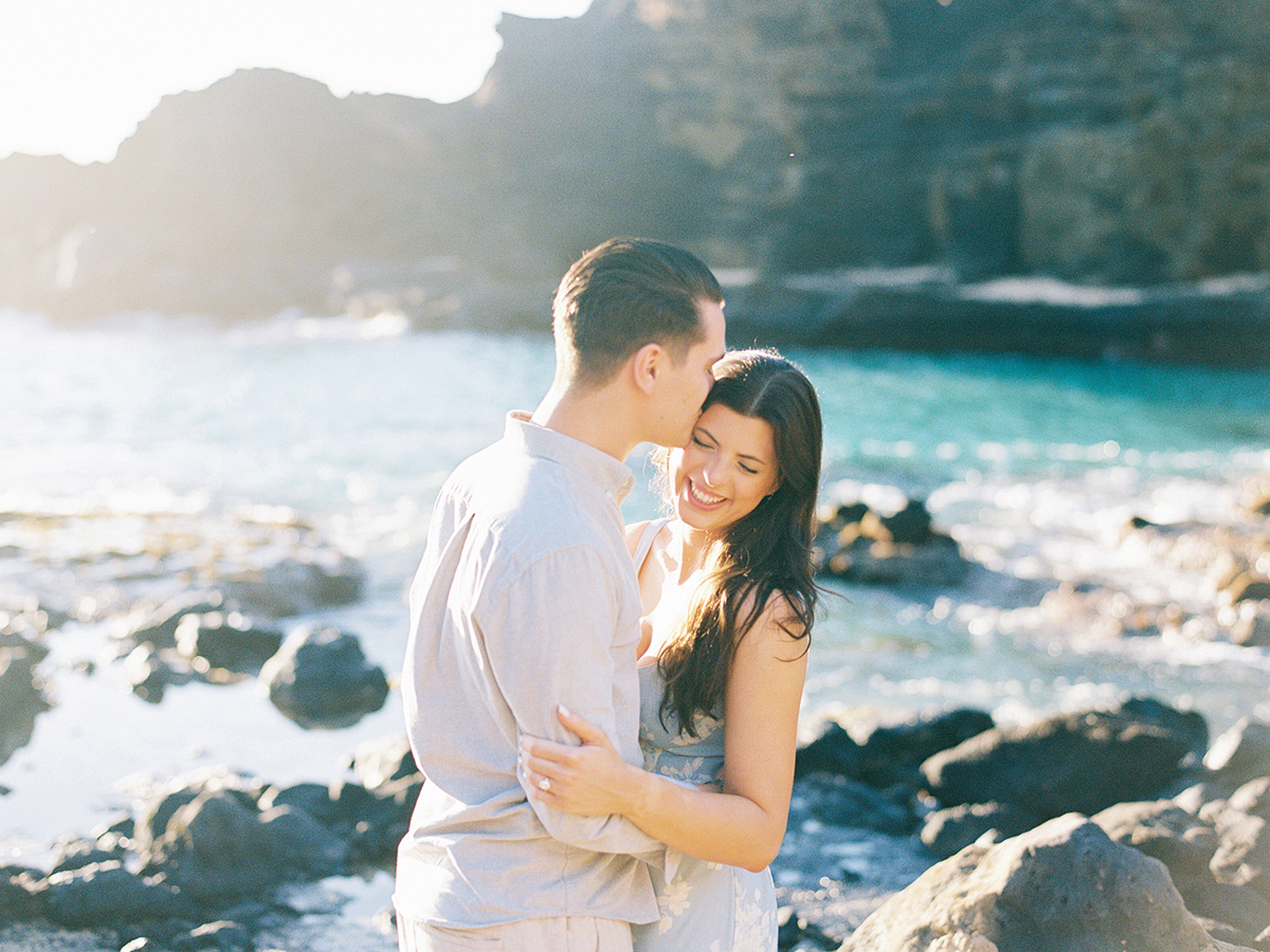 sunrise engagement session on Oahu on film by Laura Ivanova Photography