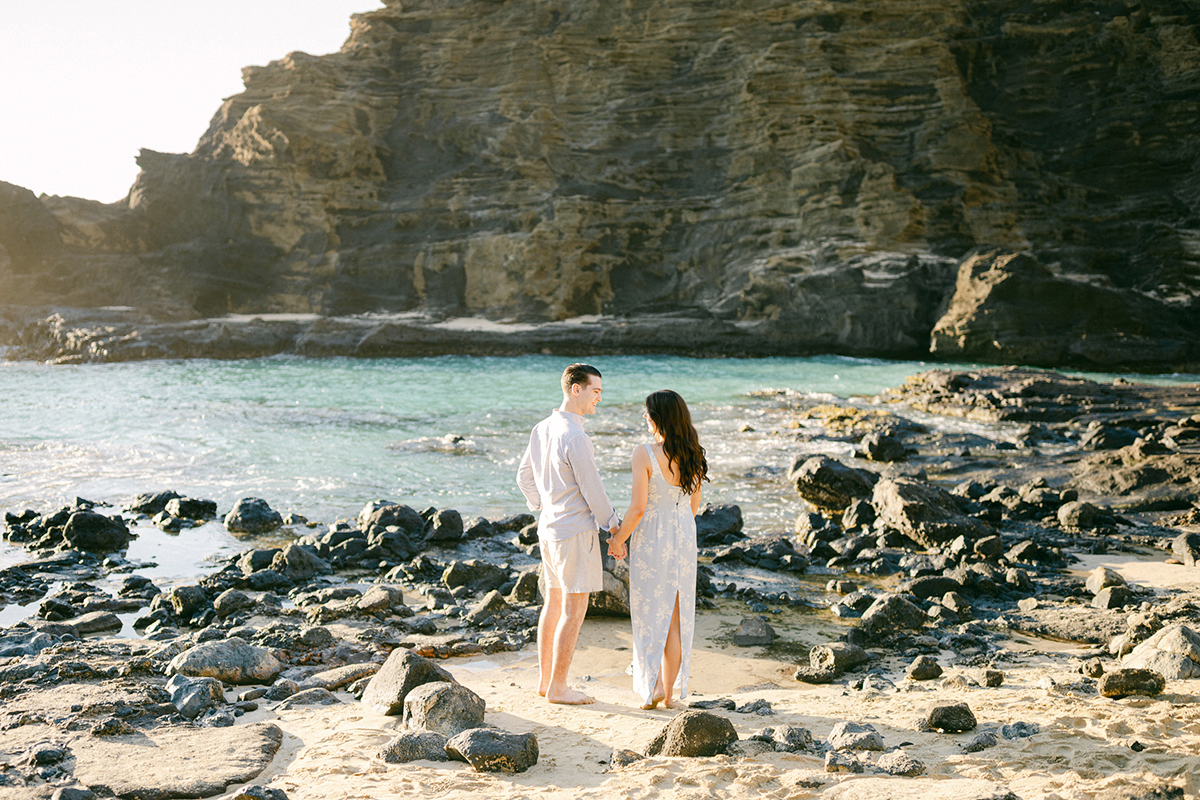 sunrise engagement session on Oahu on film by Laura Ivanova Photography