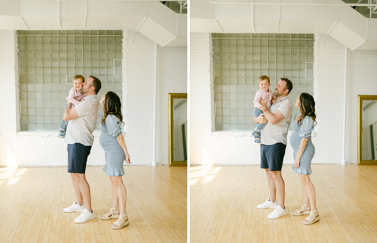 Minneapolis family photographer, Laura Ivanova, captured this family + maternity session at her natural light studio in Northeast Minneapolis