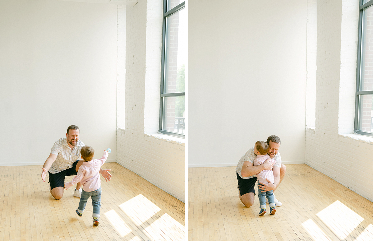 Minneapolis family photographer, Laura Ivanova, captured this family + maternity session at her natural light studio in Northeast Minneapolis