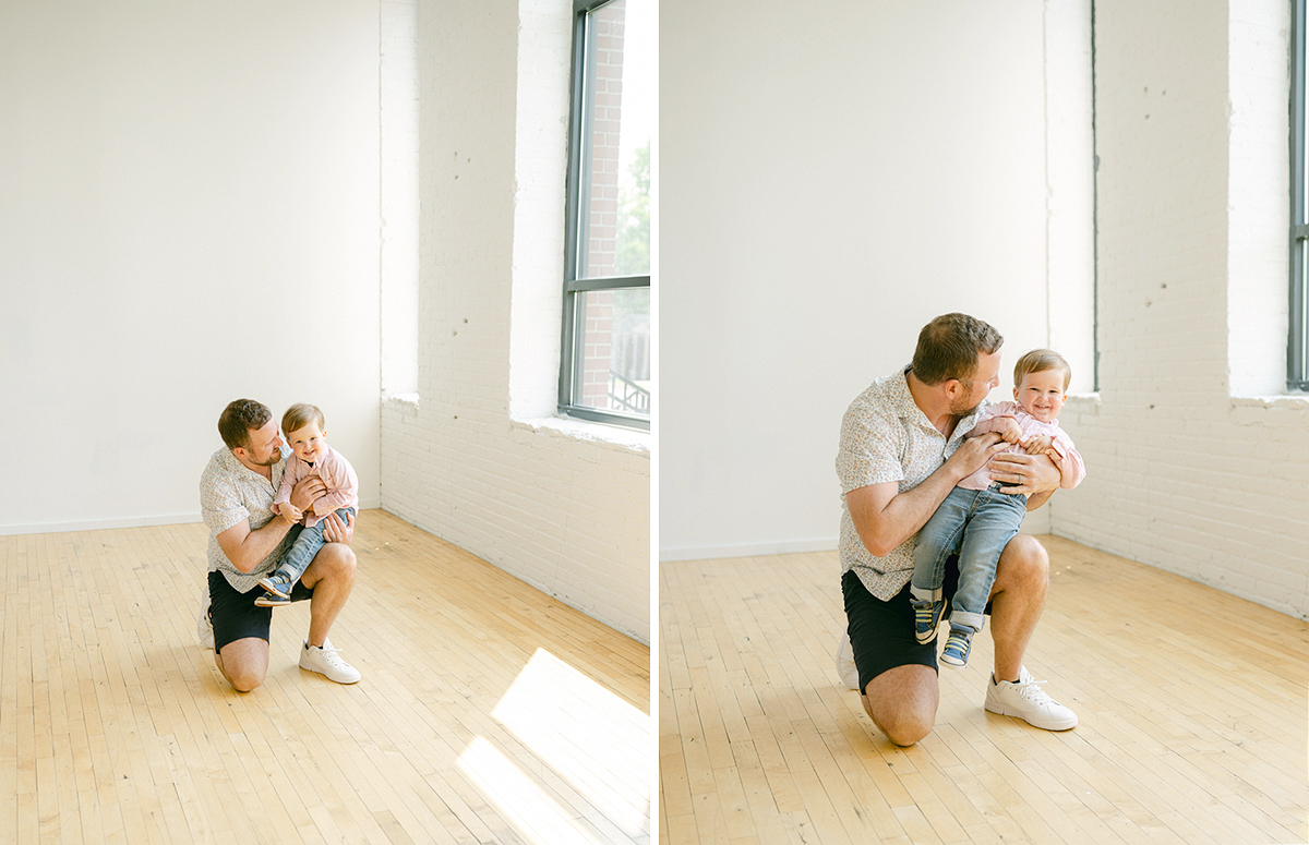 Minneapolis family photographer, Laura Ivanova, captured this family + maternity session at her natural light studio in Northeast Minneapolis