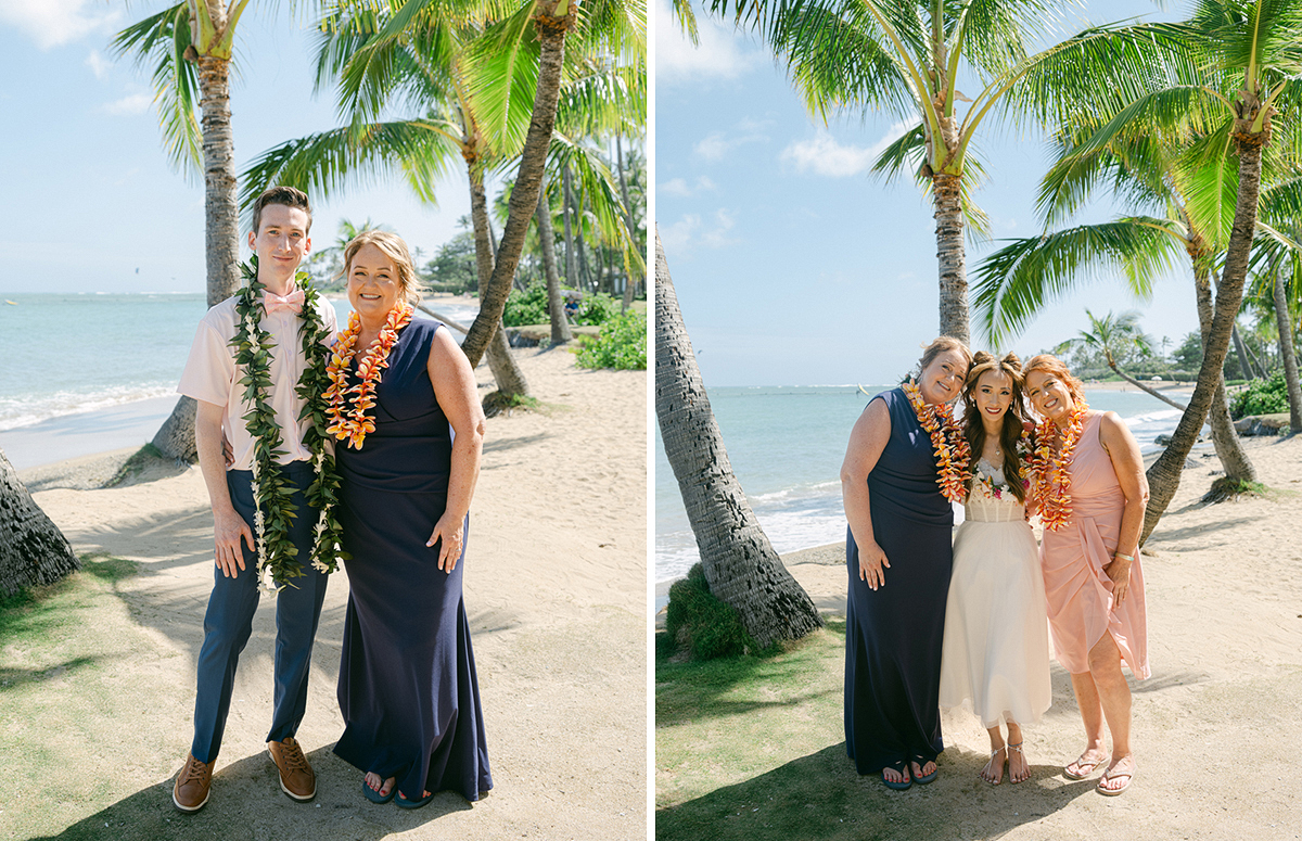 Small wedding ceremony at Waialae Beach on Oahu, Hawaii. Captured by Laura Ivanova Photography