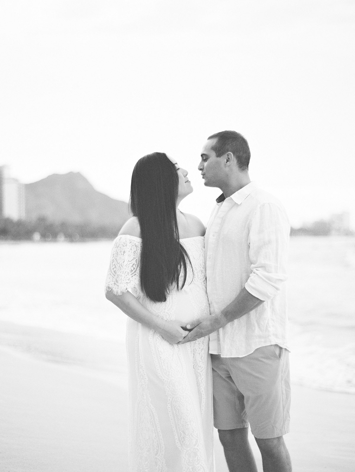 Waikiki maternity session on film by Hawaii photographer, Laura Ivanova