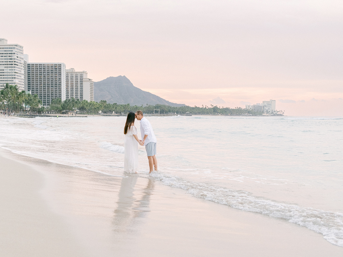 Waikiki maternity session on film by Hawaii photographer, Laura Ivanova