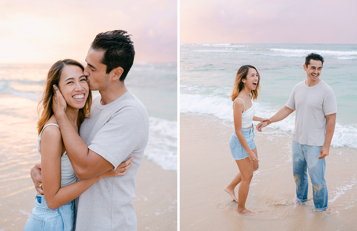 Hawaii sunset engagement session by film photographer, Laura Ivanova