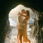 Dramatic sunrise engagement at Halona Cove